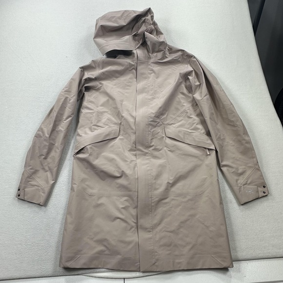Arc'teryx Jacket Womens Medium Beige Andra Coat Gore-Tex Hooded Waterproof Parka - Picture 1 of 16